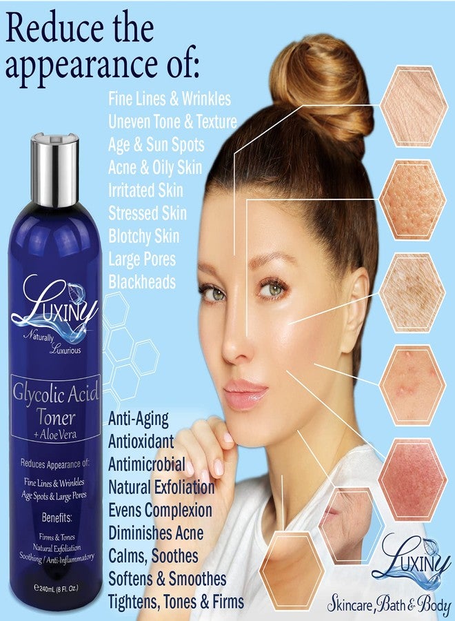 Luxiny Glycolic Acid Face Wash Exfoliating Cleanser and Facial Toner Set 8oz, 10% AHA BHA Pore Minimizer for Anti Aging and Acne Treatment - Vegan Skin Care Products Made in the USA - Image 3